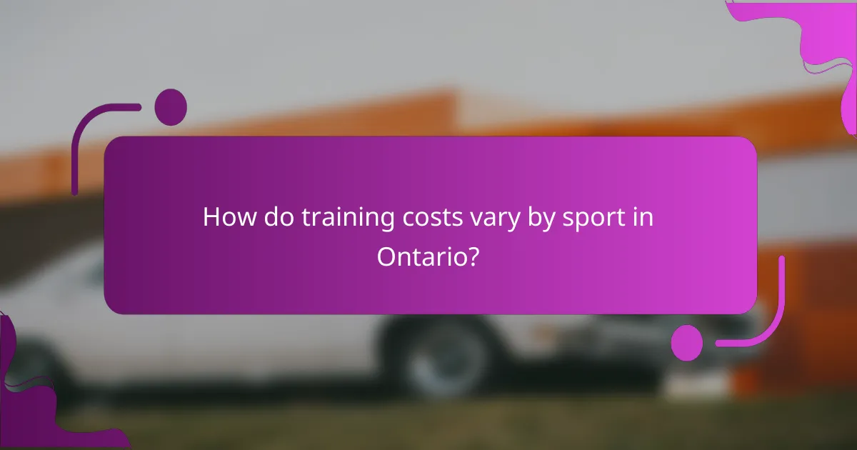 How do training costs vary by sport in Ontario?