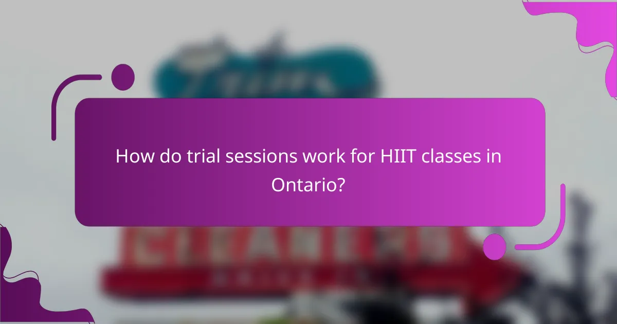 How do trial sessions work for HIIT classes in Ontario?