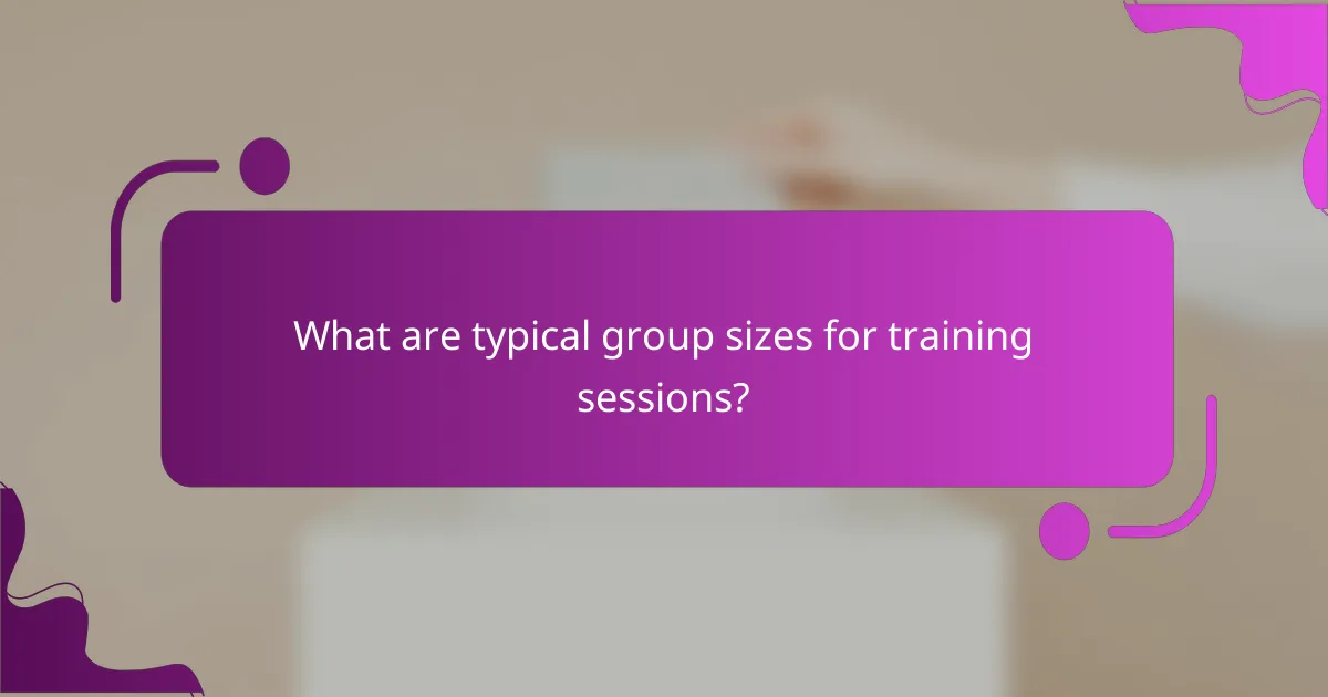 What are typical group sizes for training sessions?