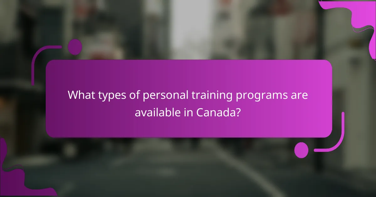 What types of personal training programs are available in Canada?